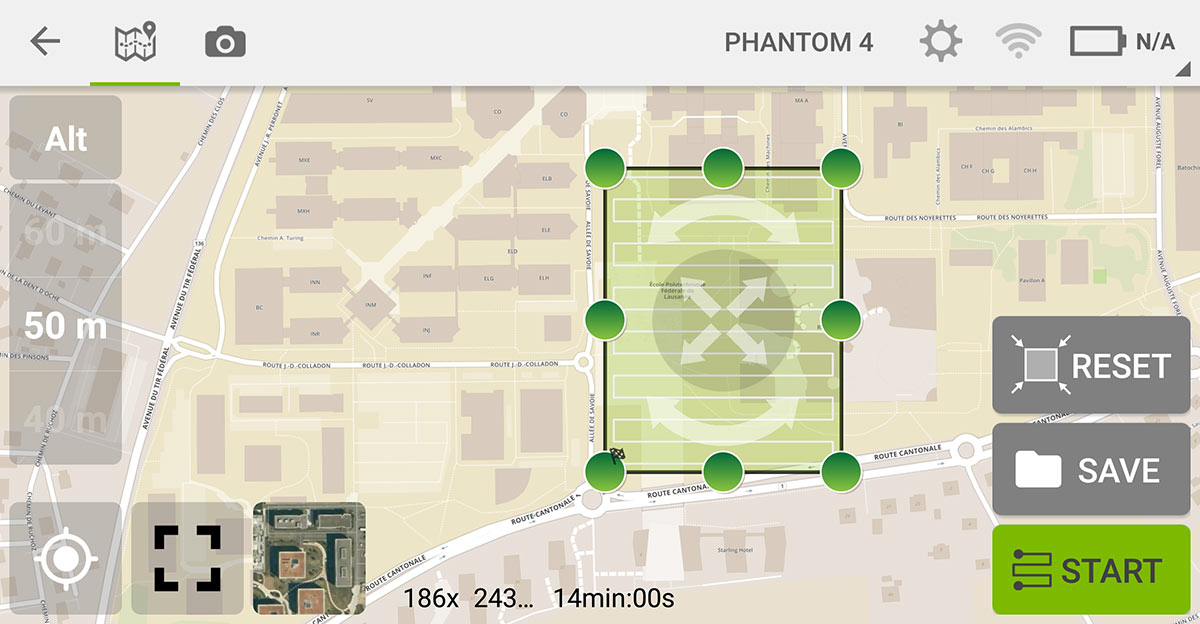 Drone flight area for aerial mapping