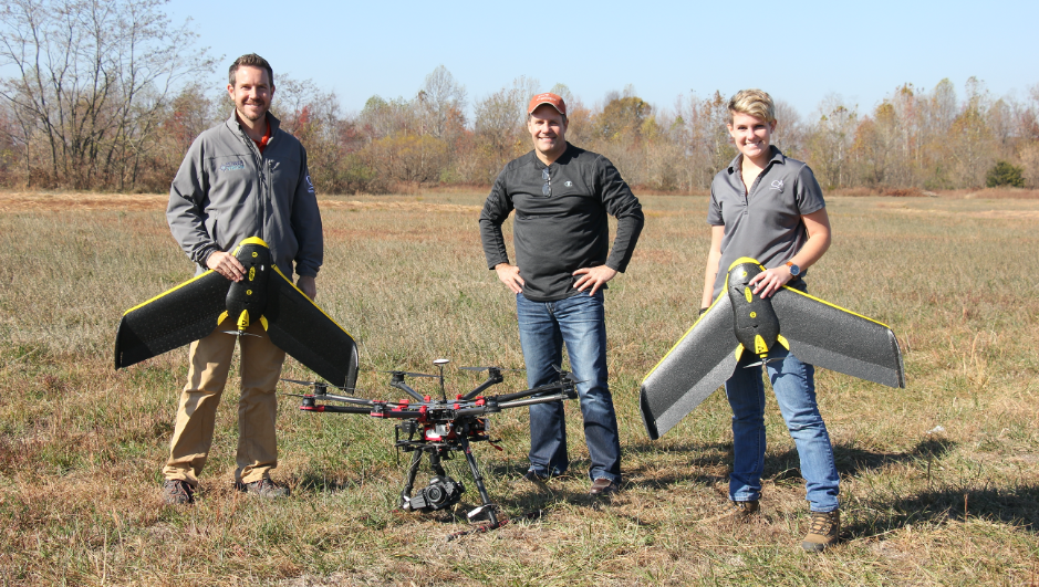 Surveyors flying drones