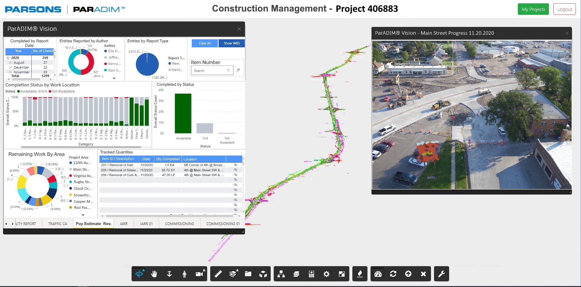 Construction site for a road