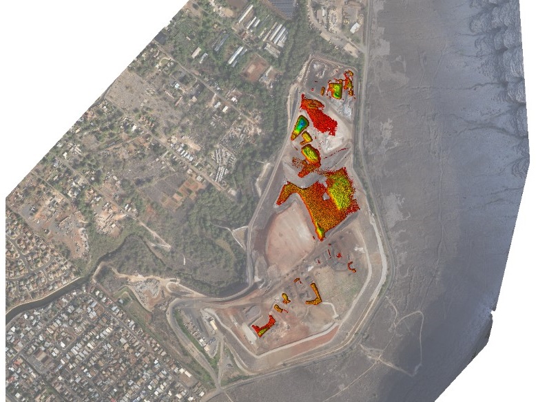 A map of the landfill with results overlaid.