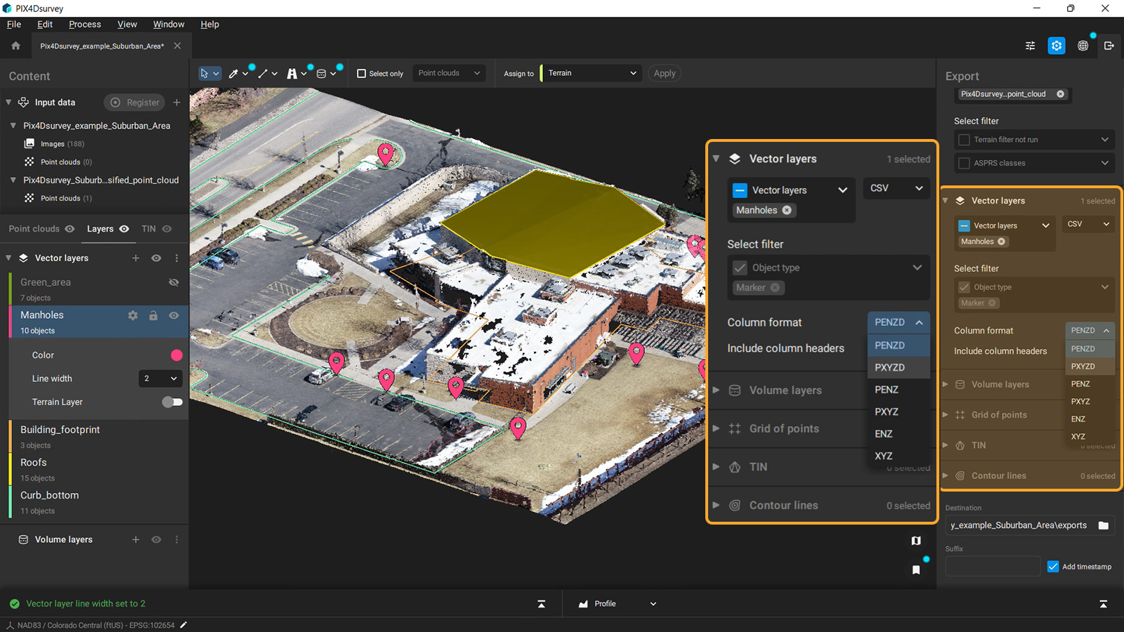 CSV reports with PIX4Dsurvey