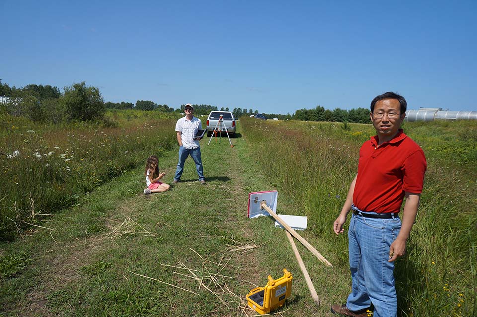 Team is monitoring the drone flight