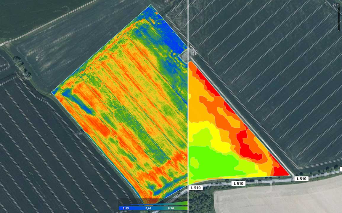 vegetation index and prescription map of an agriculture field