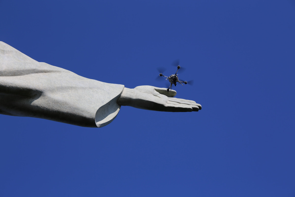 Drone modeling the Christ the Redeemer statue in Rio