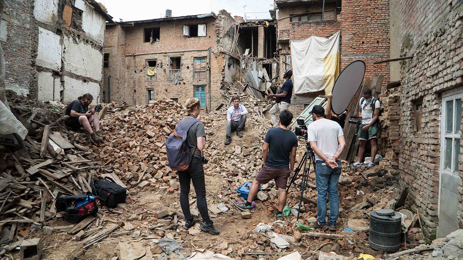 Interview in the streets of Nepal after the earthquake