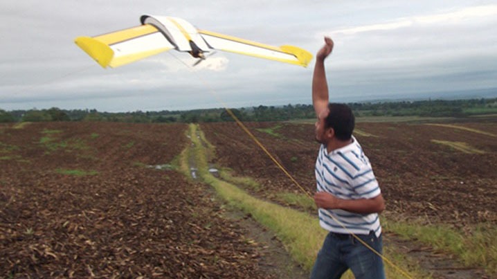 launching the QuestUAV Agri-Pro fixed wing drone