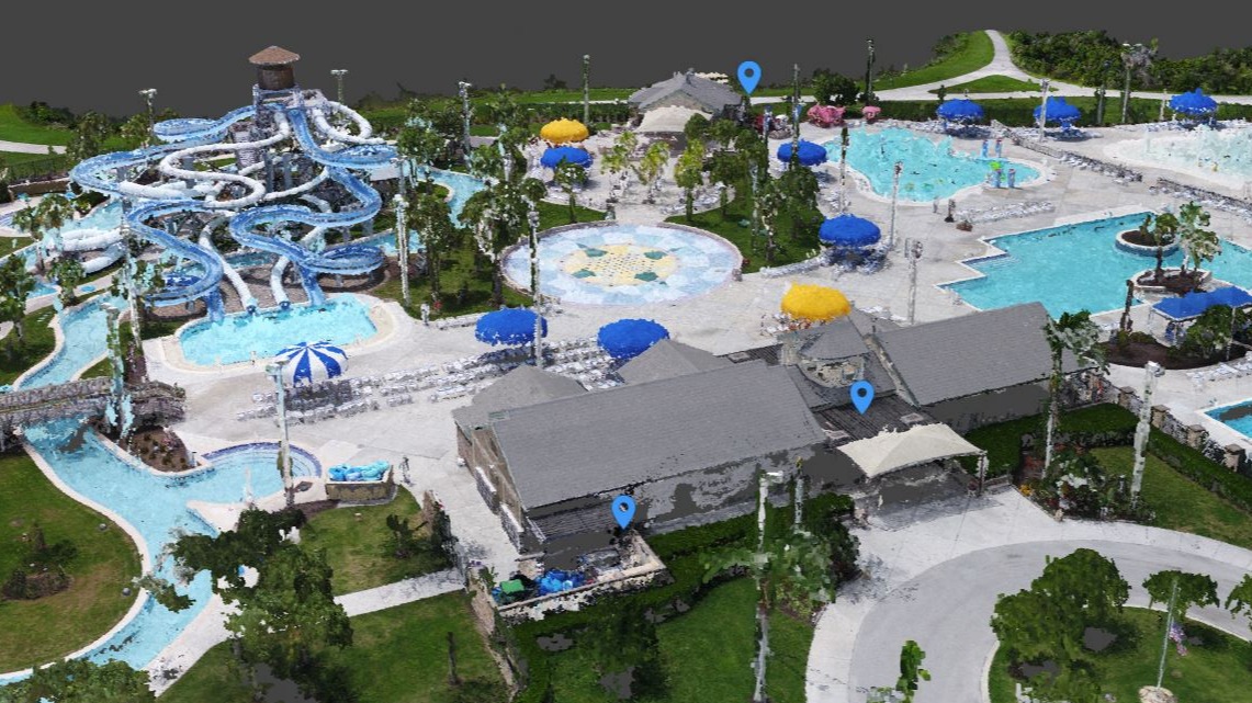 A 3D model of a waterpark created from drone images