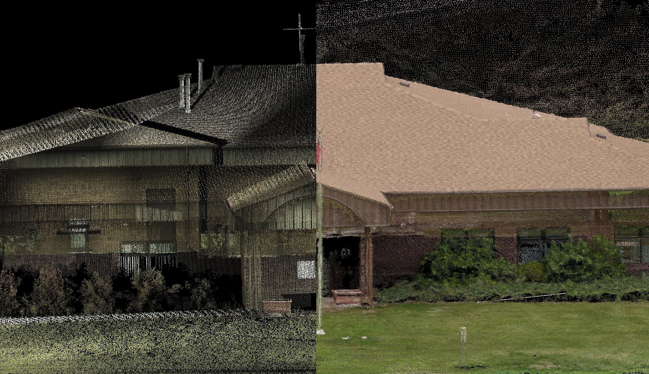 Two views of a structure mapped with Pix4D