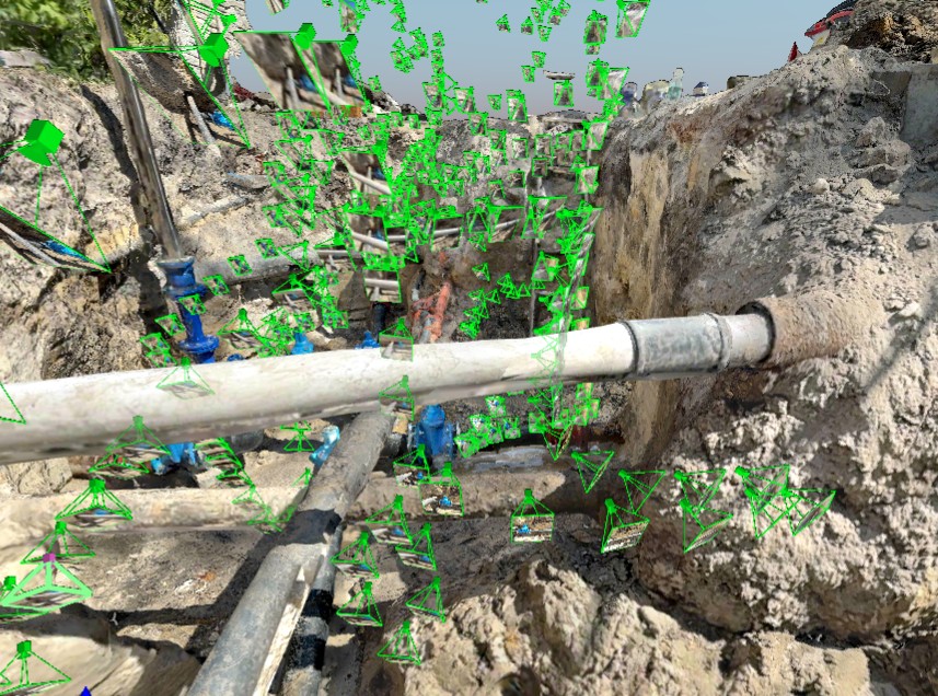photogrammetry-camera-positions-3d-trench-reconstruction-pix4dmatic