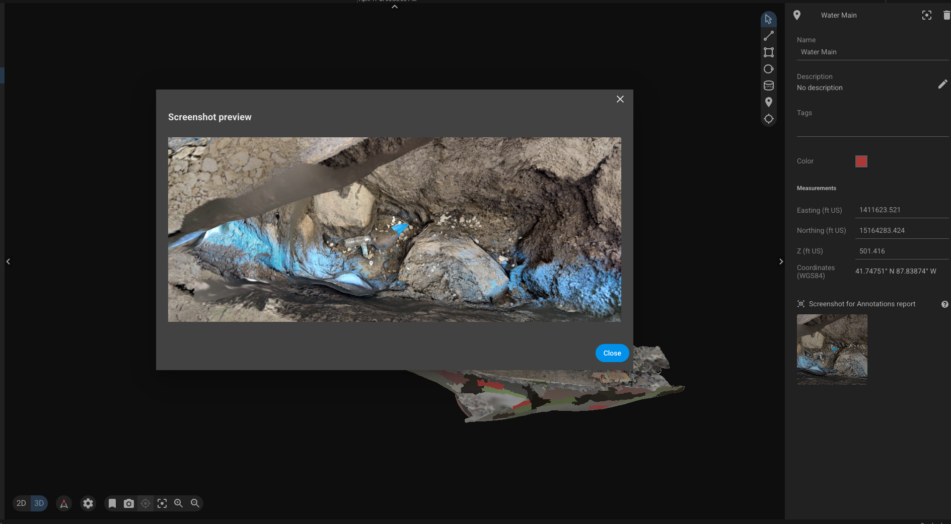 Screenshot for annotations report