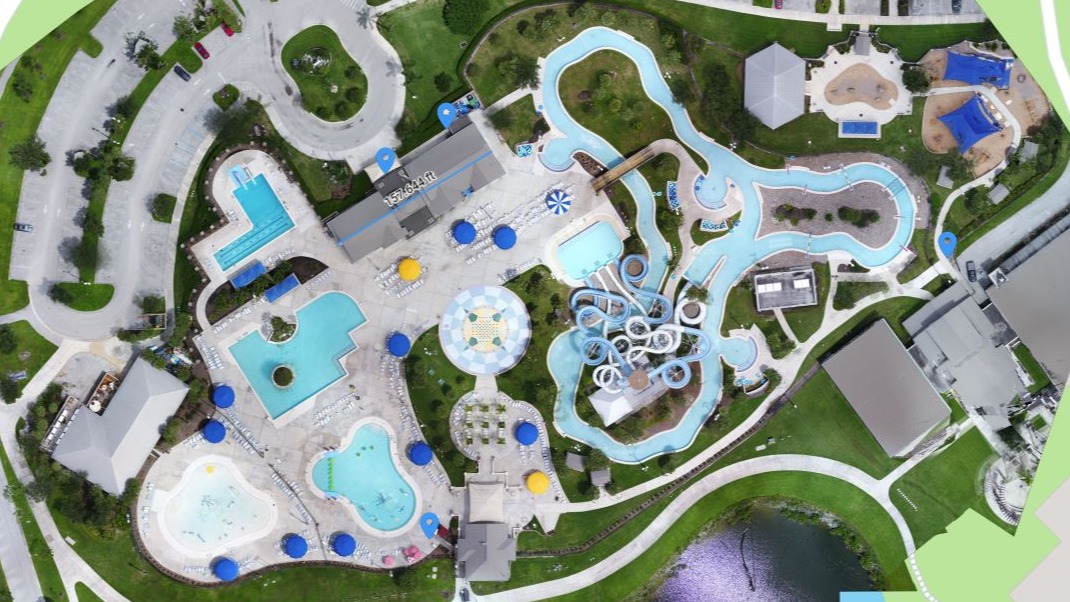 Aerial drone photo of a waterpark measured in Pix4D