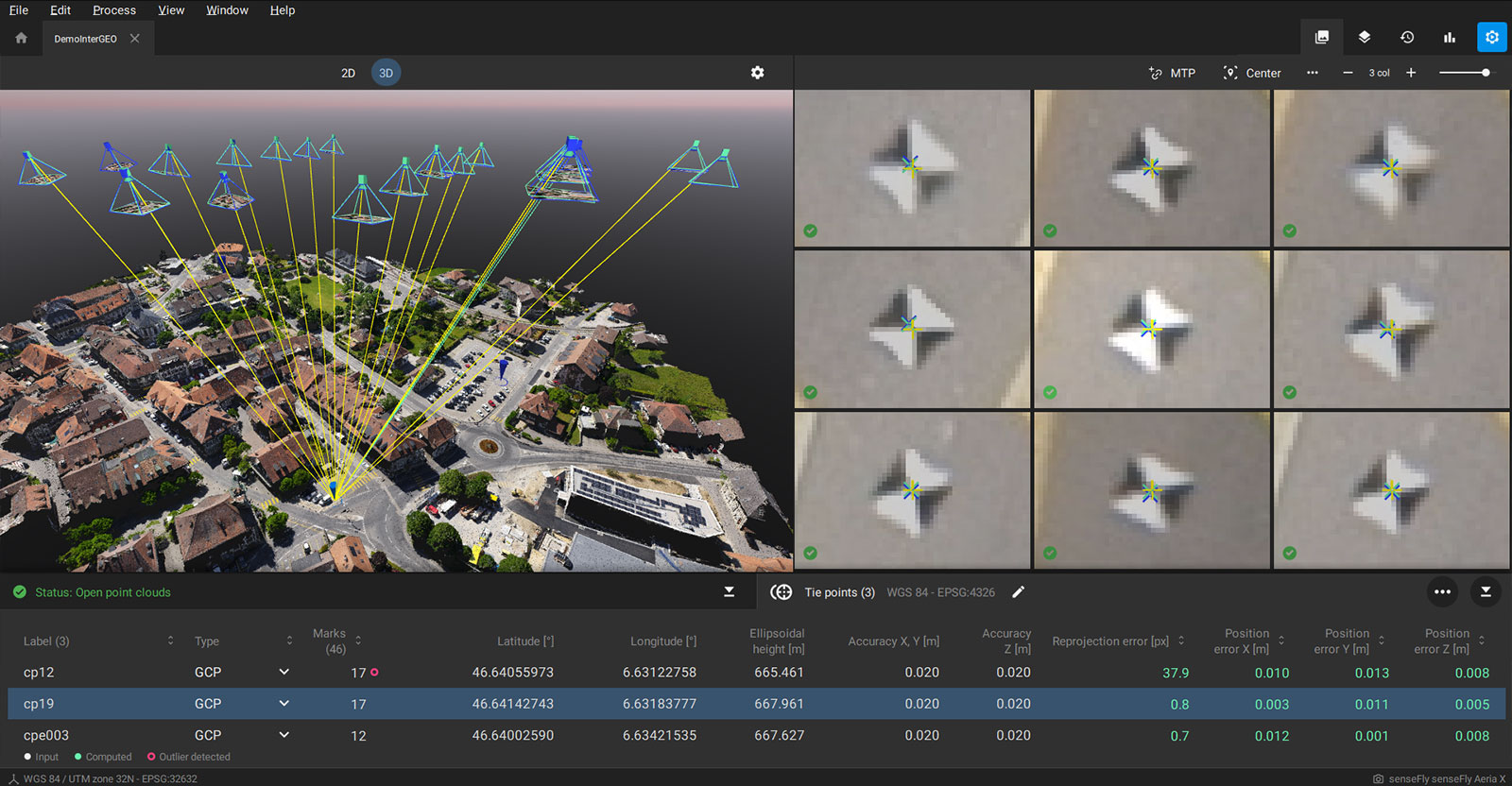 Pix4Dmatic interface with image marking