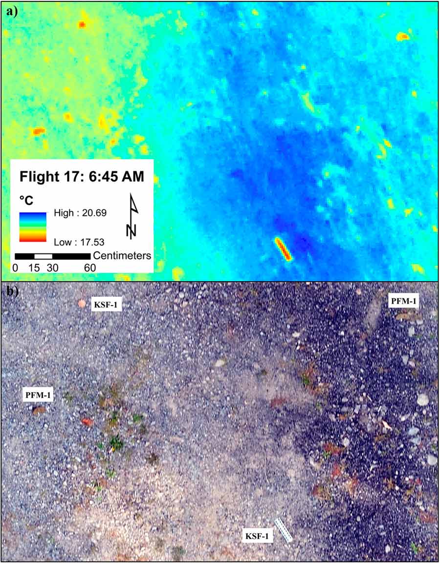 Agora você vê: as minas terrestres são muito difíceis de detectar em uma imagem RGB, mas são claramente visíveis na imagem térmica
