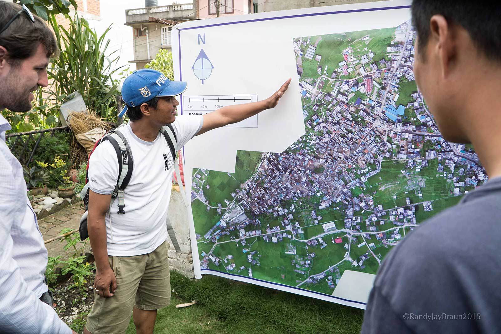 Kathmandu university student analyzing the orthomosaic of Panga, Nepal