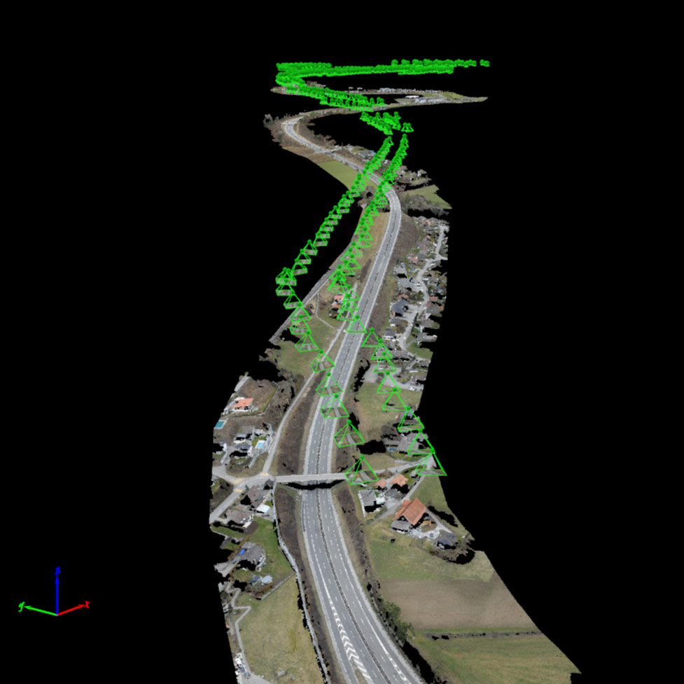 Map of highway with point clouds