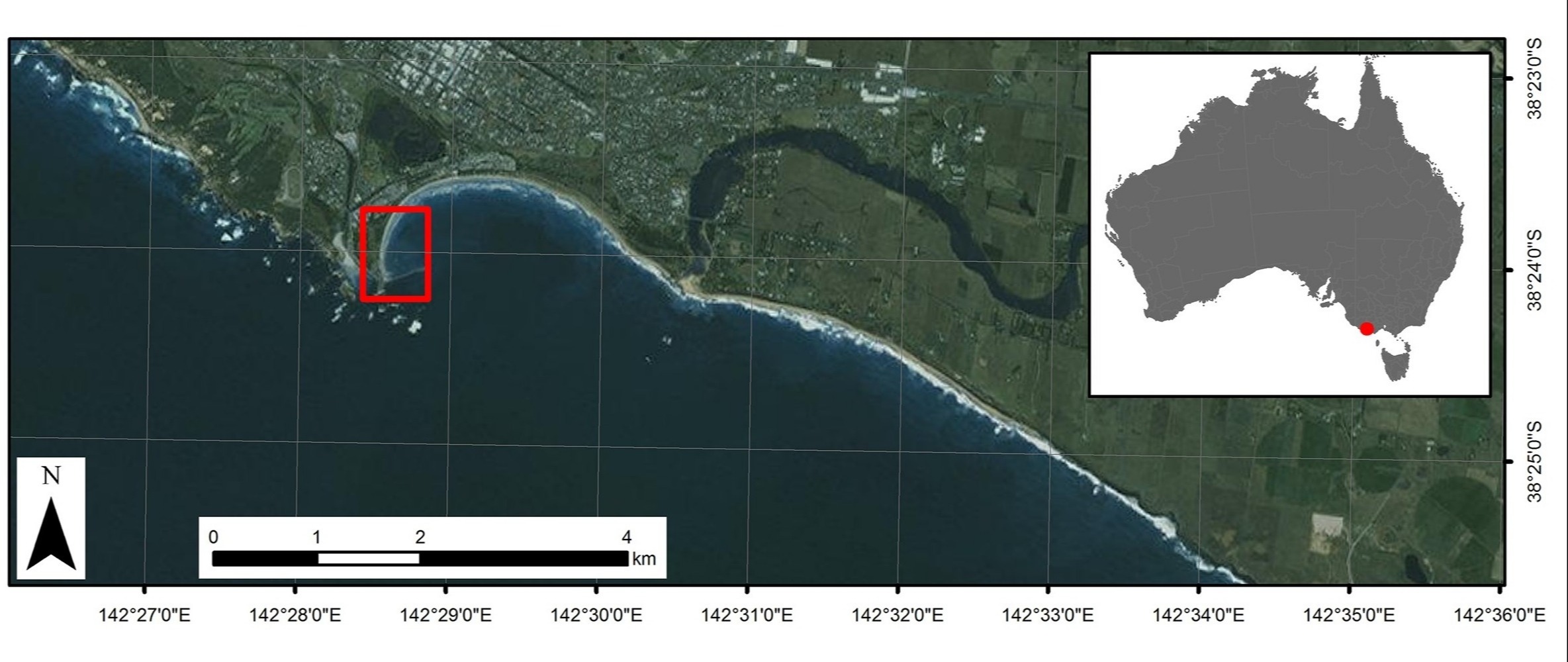 A map showing where the storm hit Australia's coastline