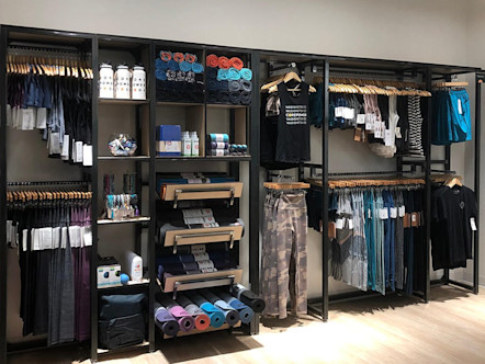 Merchandise display wall rack at Corepower Yoga H Street