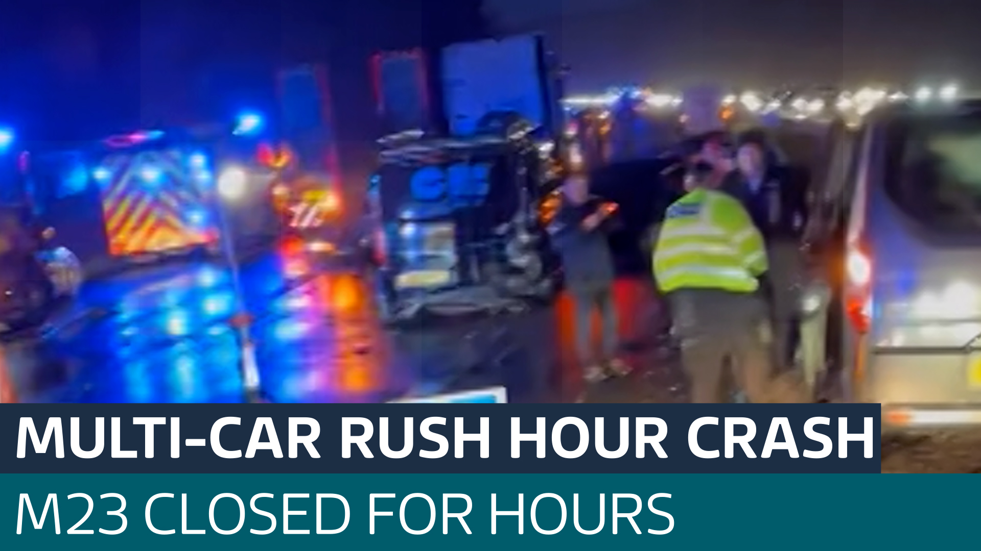 Thirty people treated by medics after multi vehicle crash closed M23 for hours