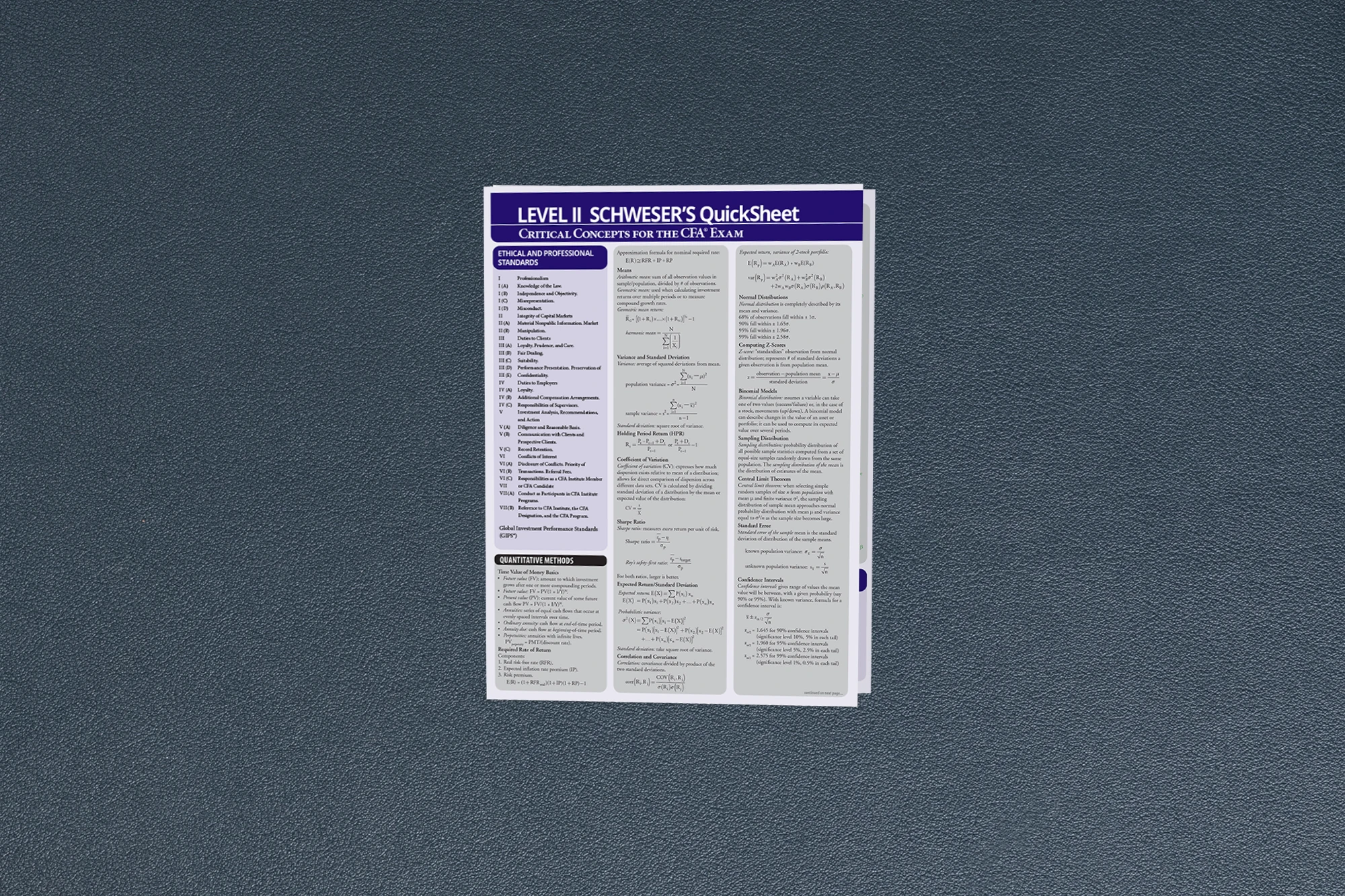 2027 - cfa - quicksheet printed - level ii