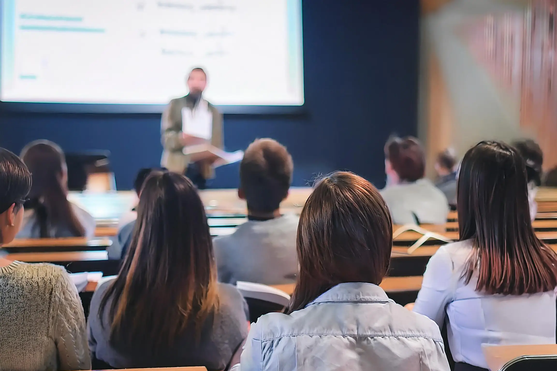 college students in a lecture hall