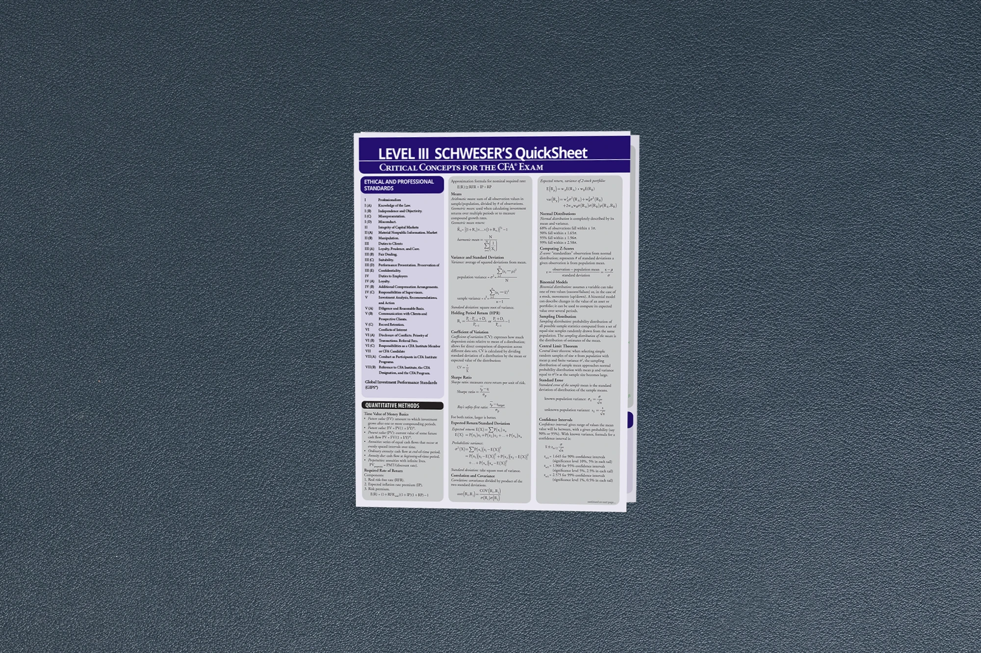 2027 - cfa - quicksheet printed - level iii