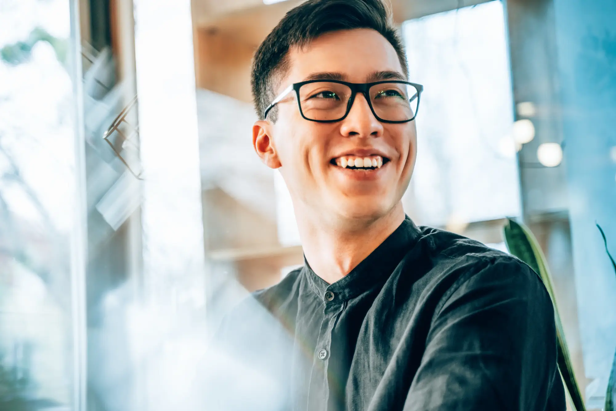 Smiling male in a business setting