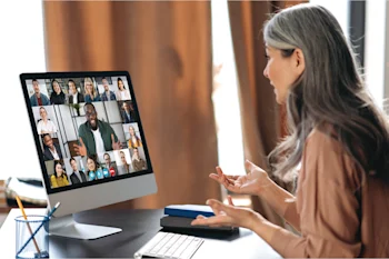 dearborn - woman having virtual meeting