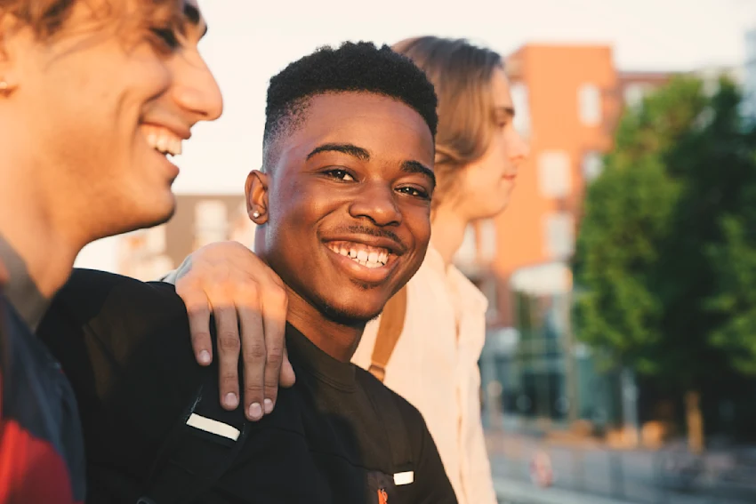 Smiling Student with Friends