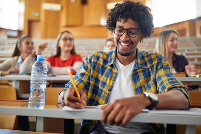 College student sitting in a classroom