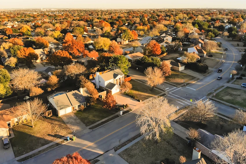 dearborn - high view of neighborhood at sunset