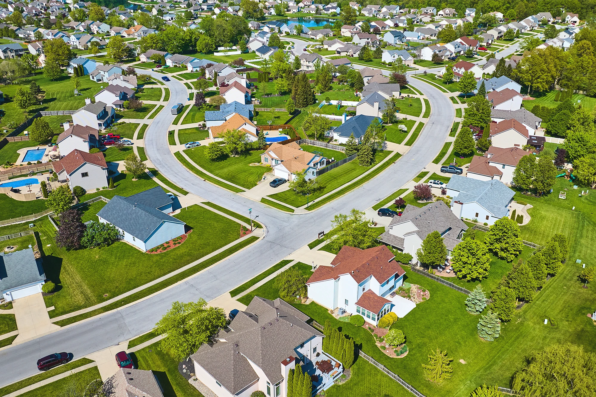 dearborn - high view of sunny neighborhood