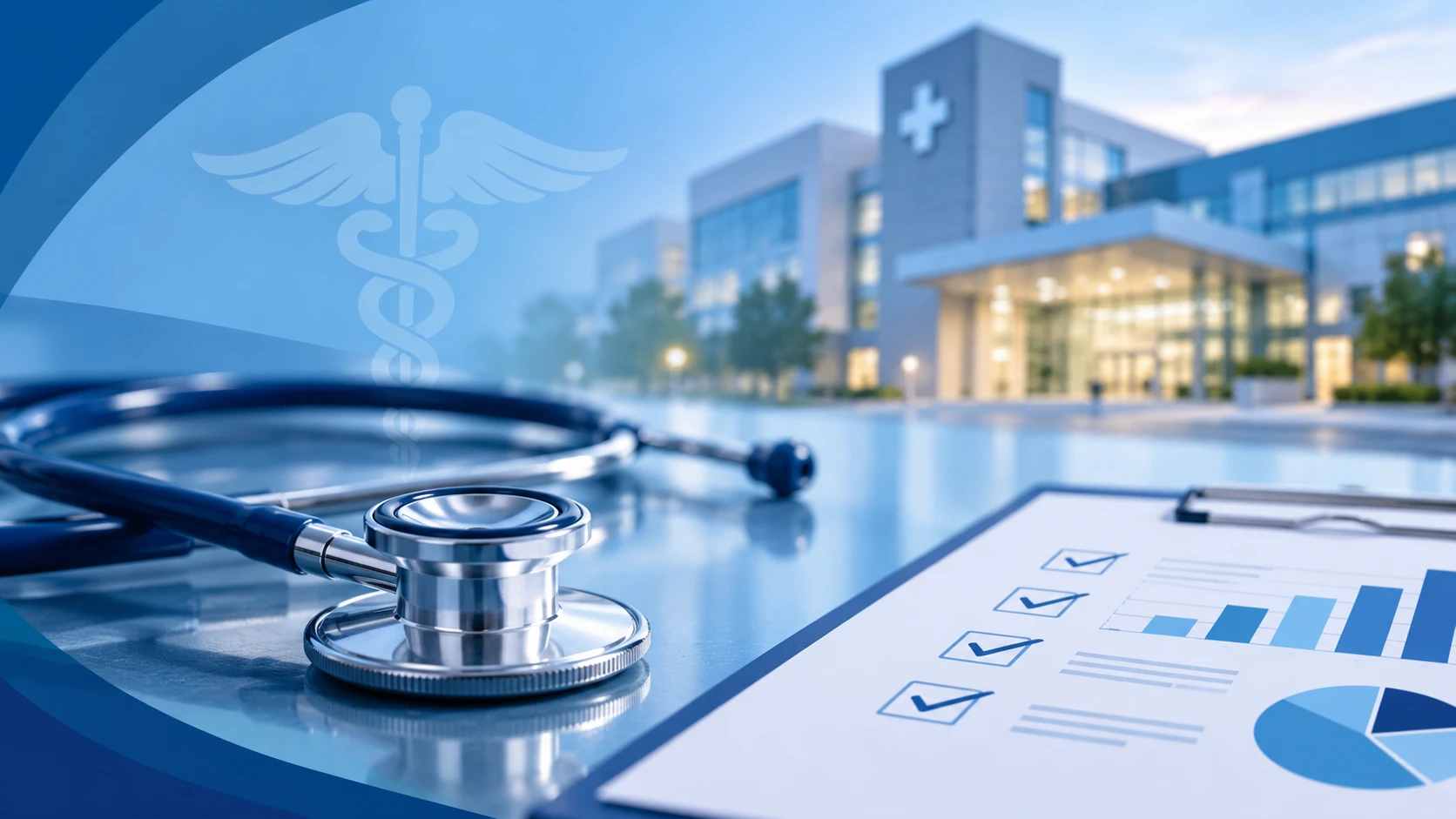 Stethoscope and medical analytics composite image