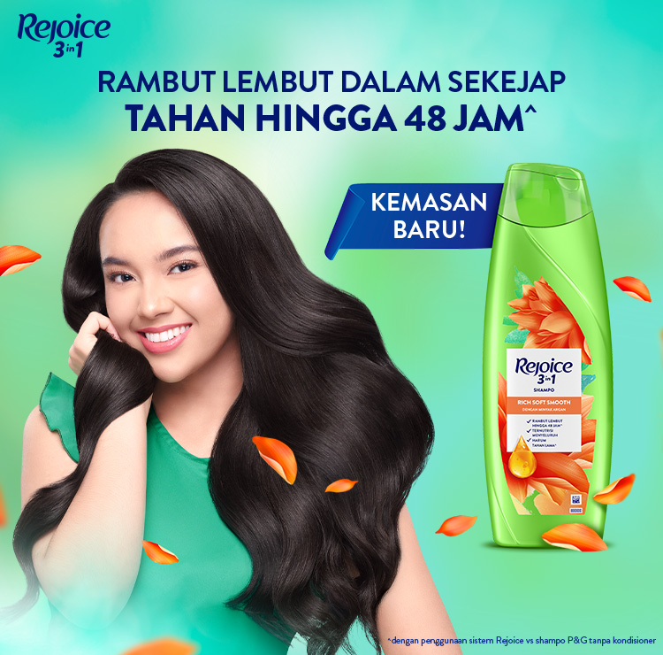 Ubah rambut kering dan kusut menjadi rambut yang halus dan lembut dengan Rejoice Rich Smooth Shampoo and Conditioner