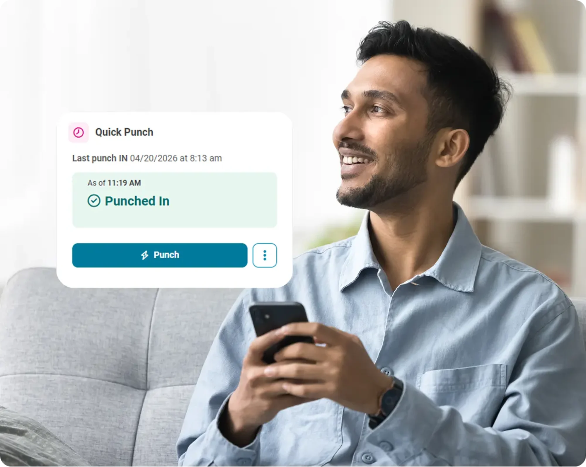 man looking at phone to track time