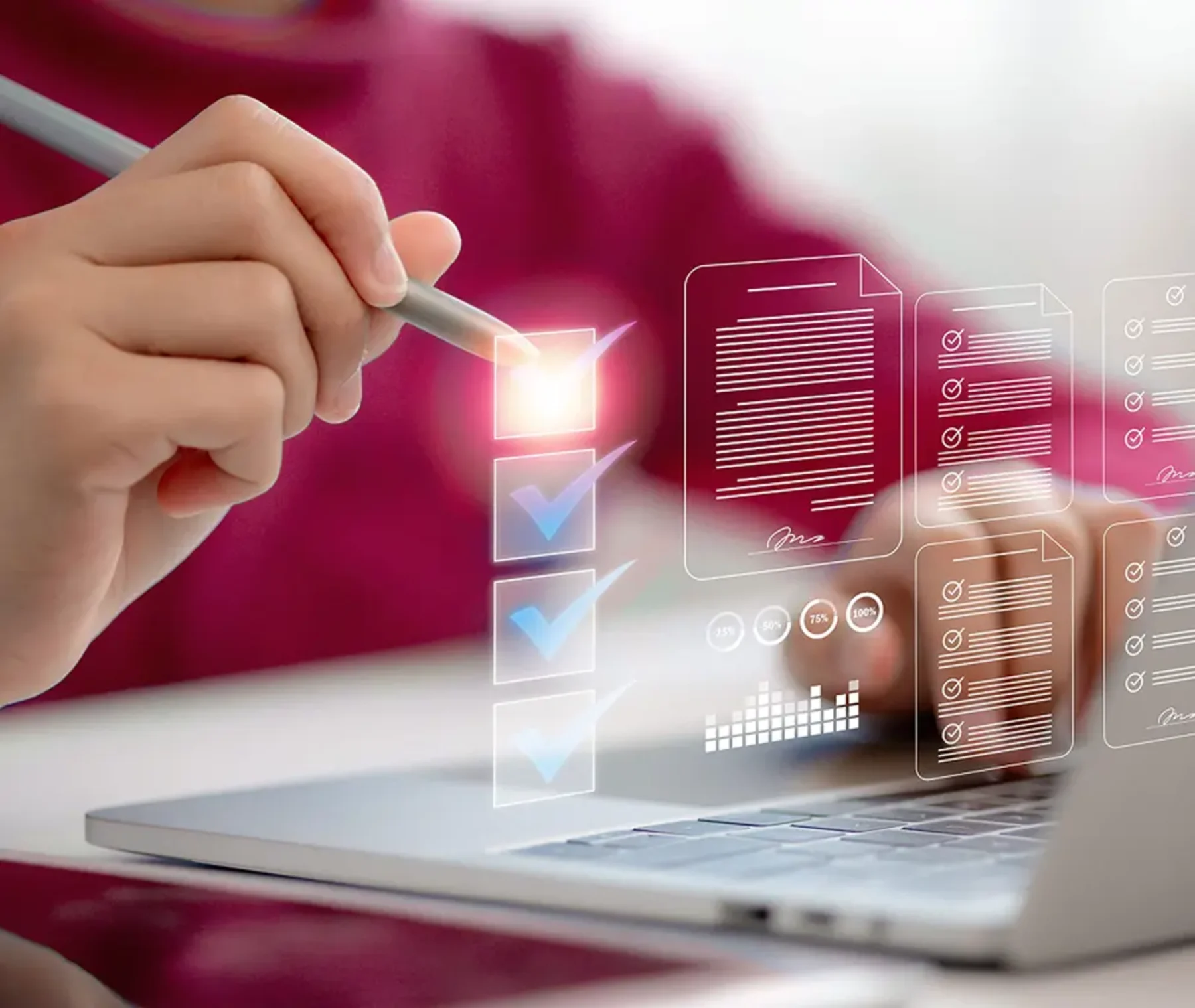 hr manager checking off boxes on application