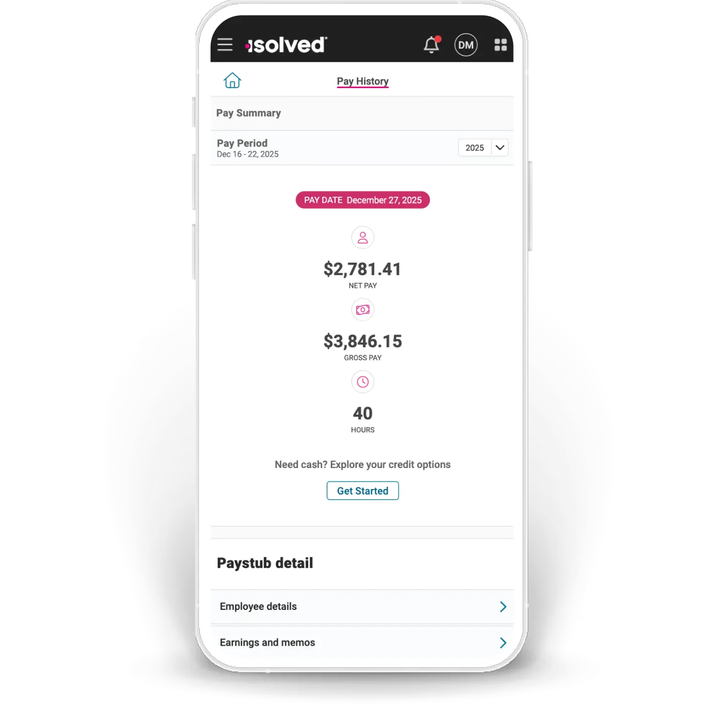 screen of employee self-service