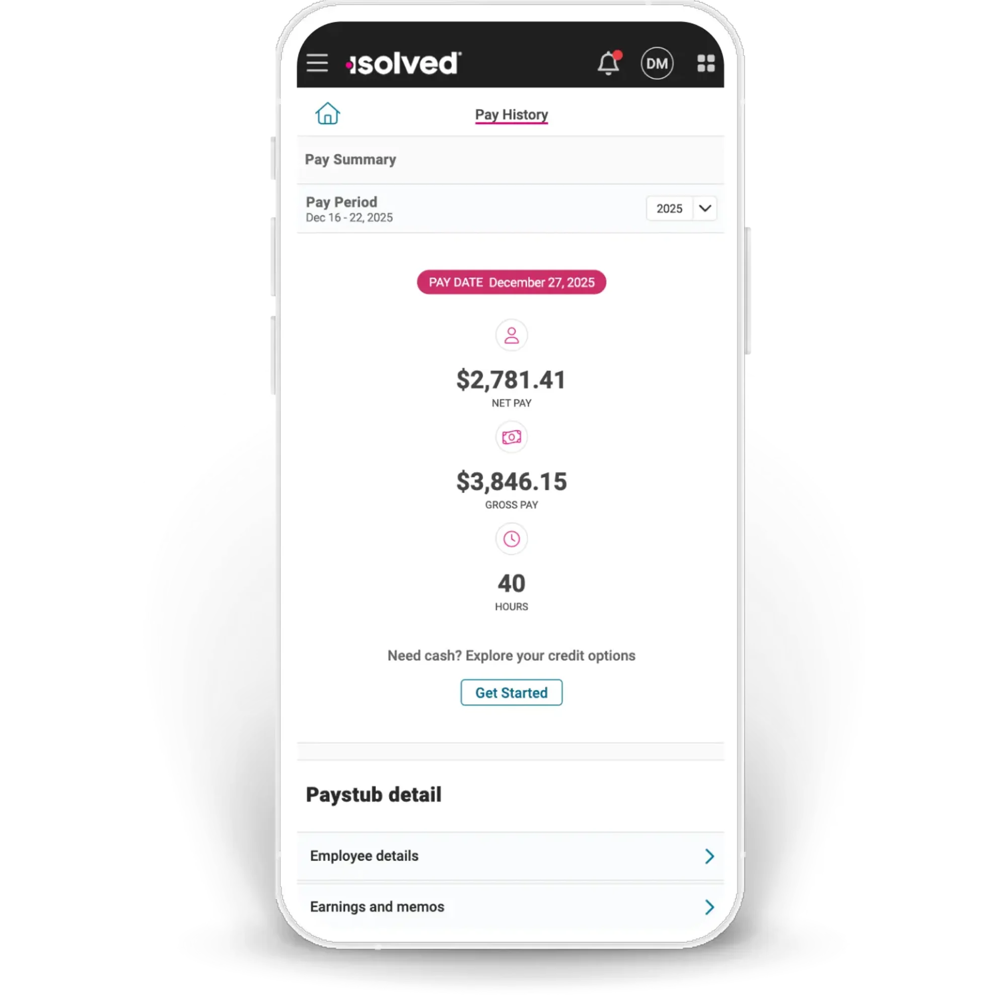 screen of employee self-service