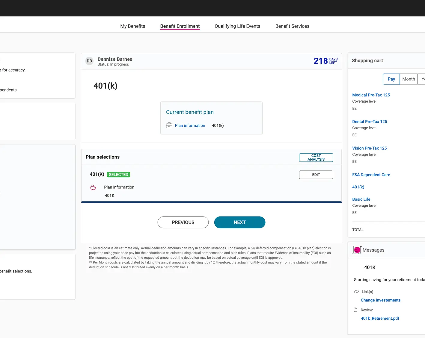 screenshot of guided decisions for benefits enrollment