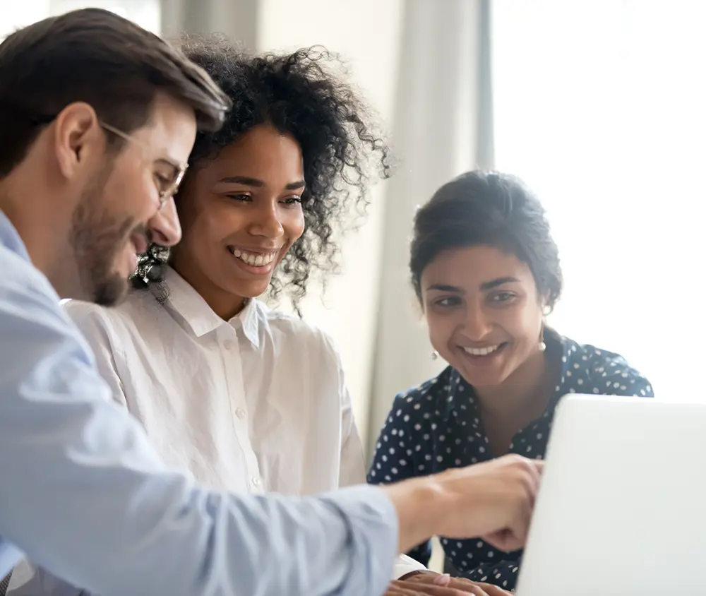 group of employees accessing onboard information