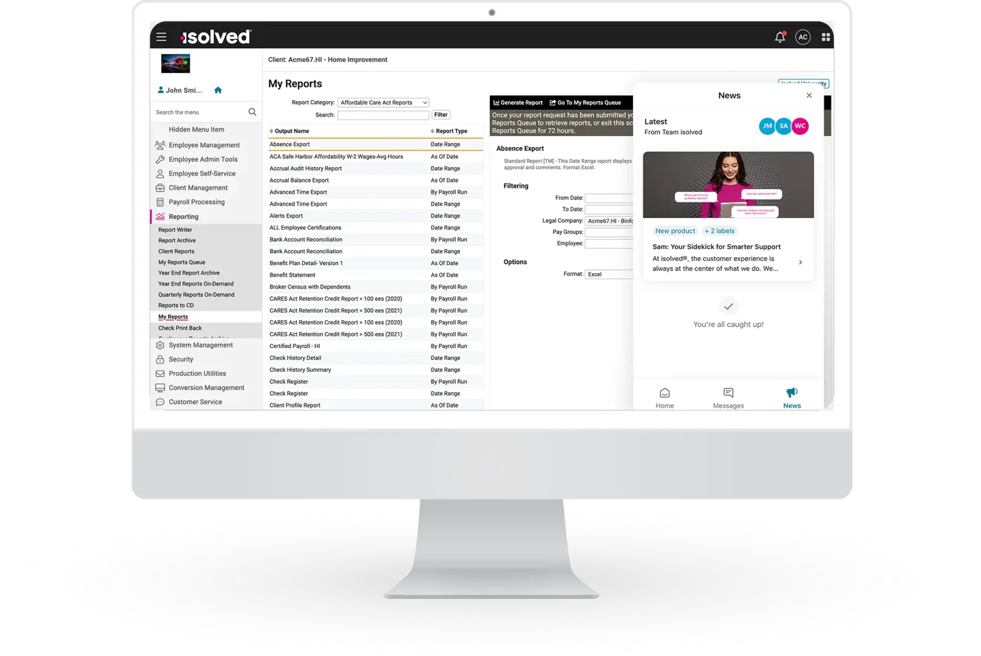 computer showing ai powered hcm