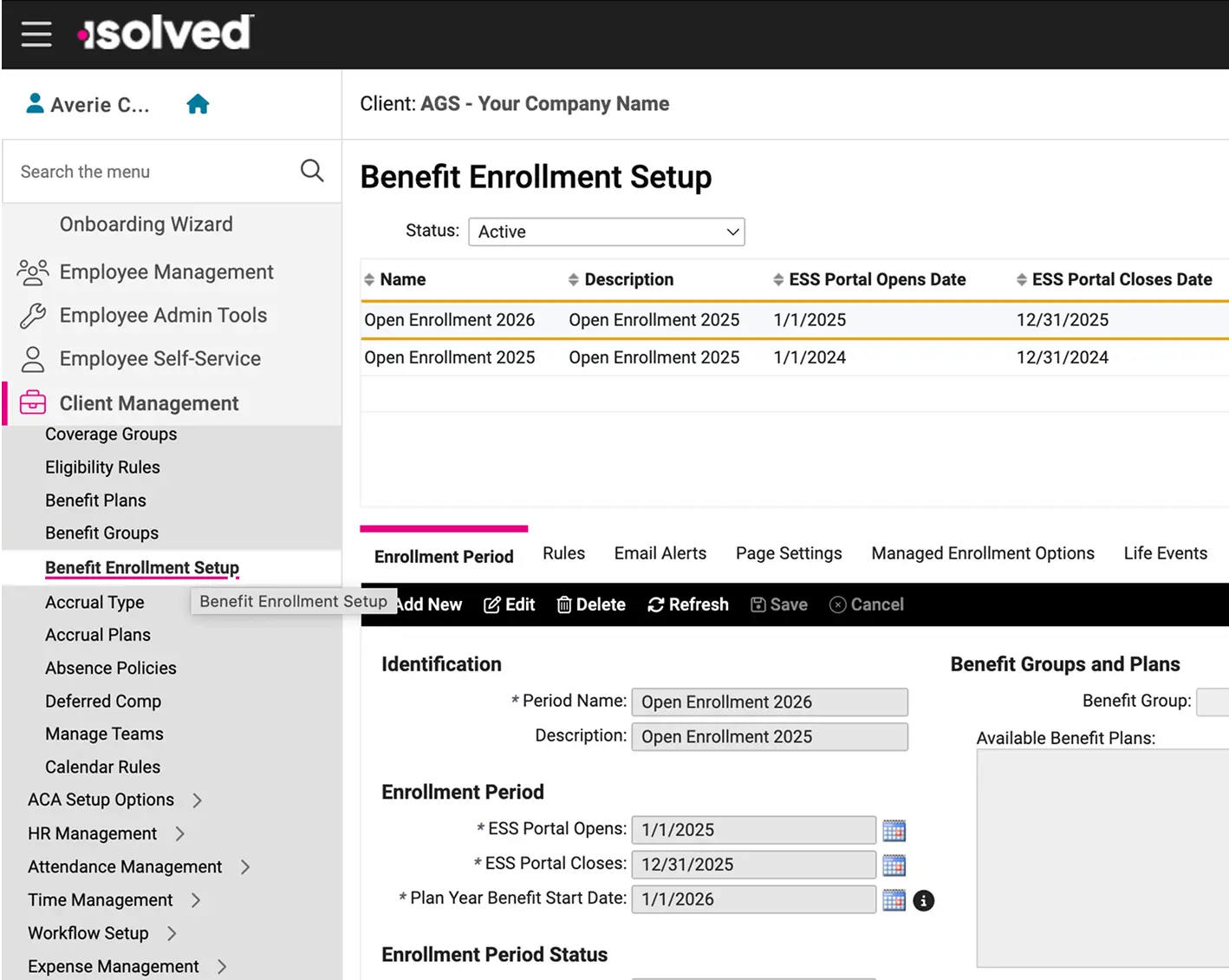 screenshot of pop benefits in isolved