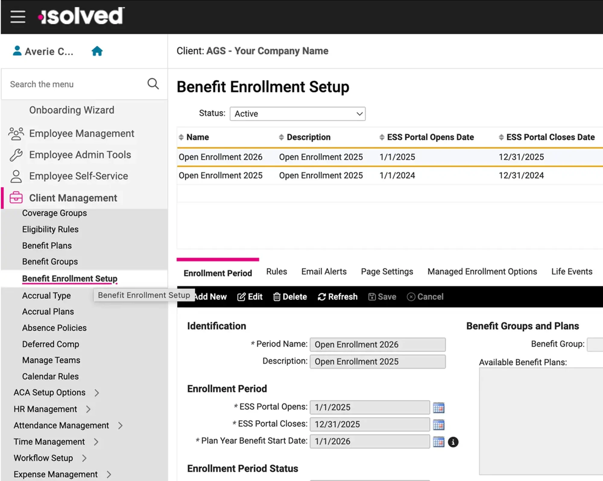 screenshot of pop benefits in isolved