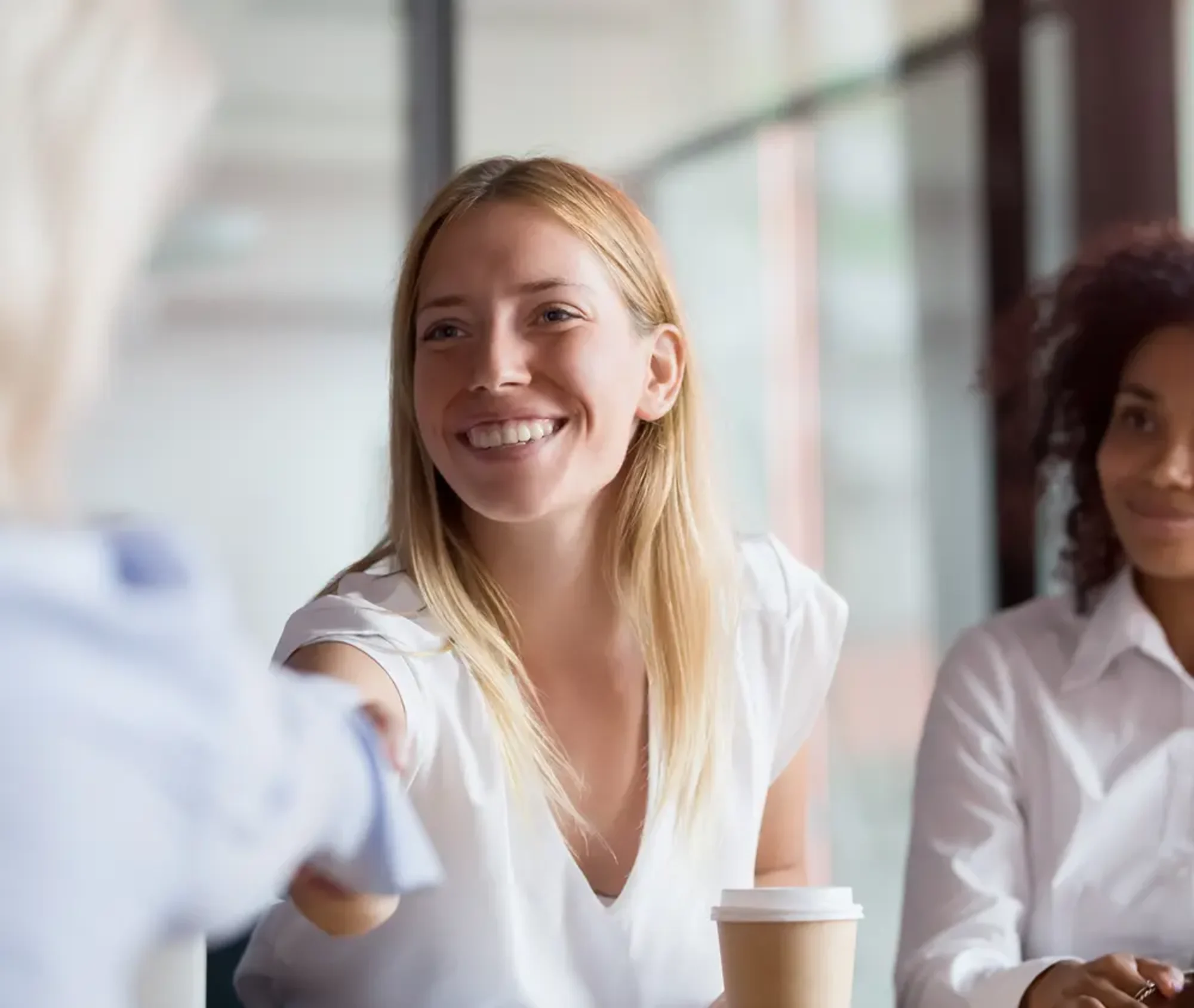 hr professional welcoming new hire