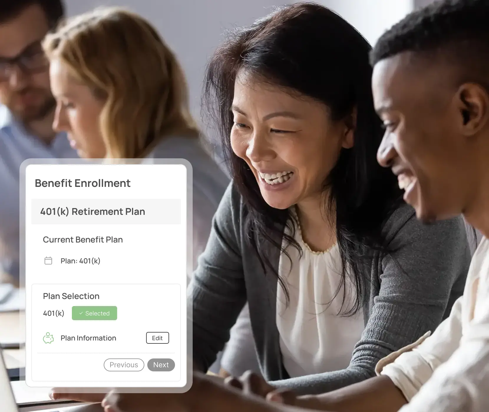 employees happily working together