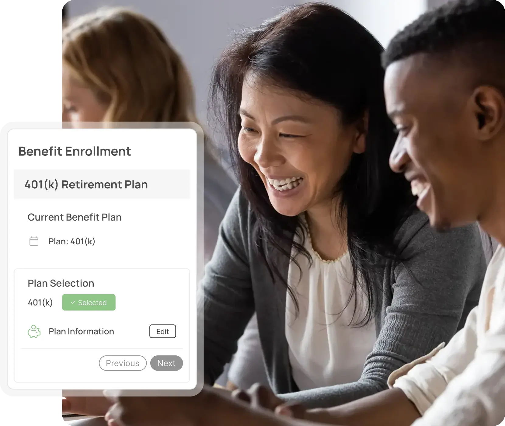 employees happily working together