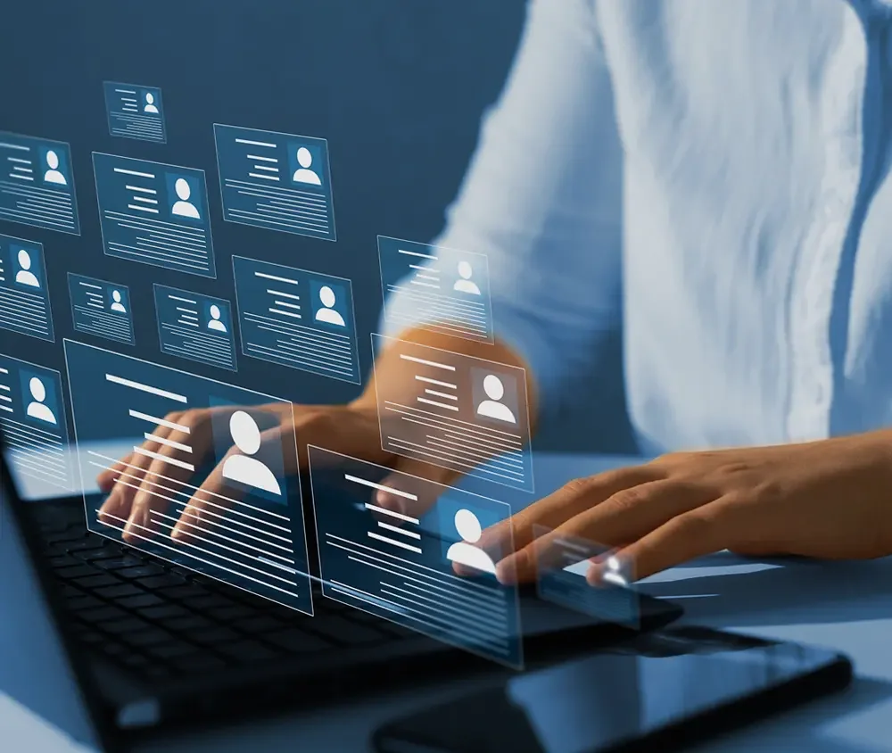 group of employee cards that hr is managing