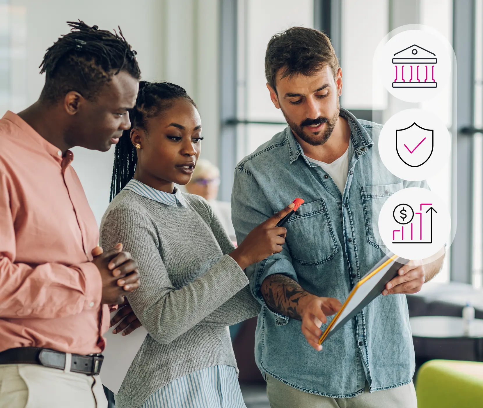 group of hr looking over benefits