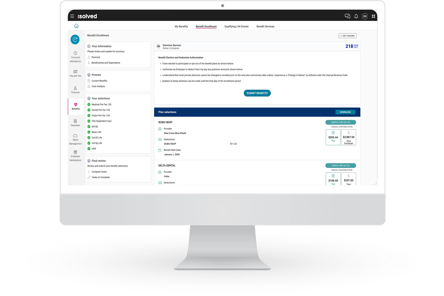 computer showing benefits administrator dashboard