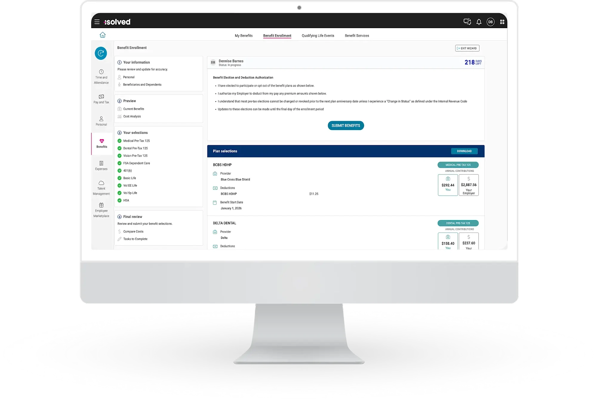 computer showing benefits administrator dashboard
