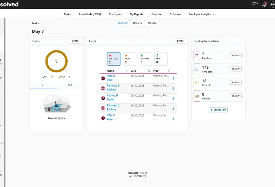 screen example of time and labor